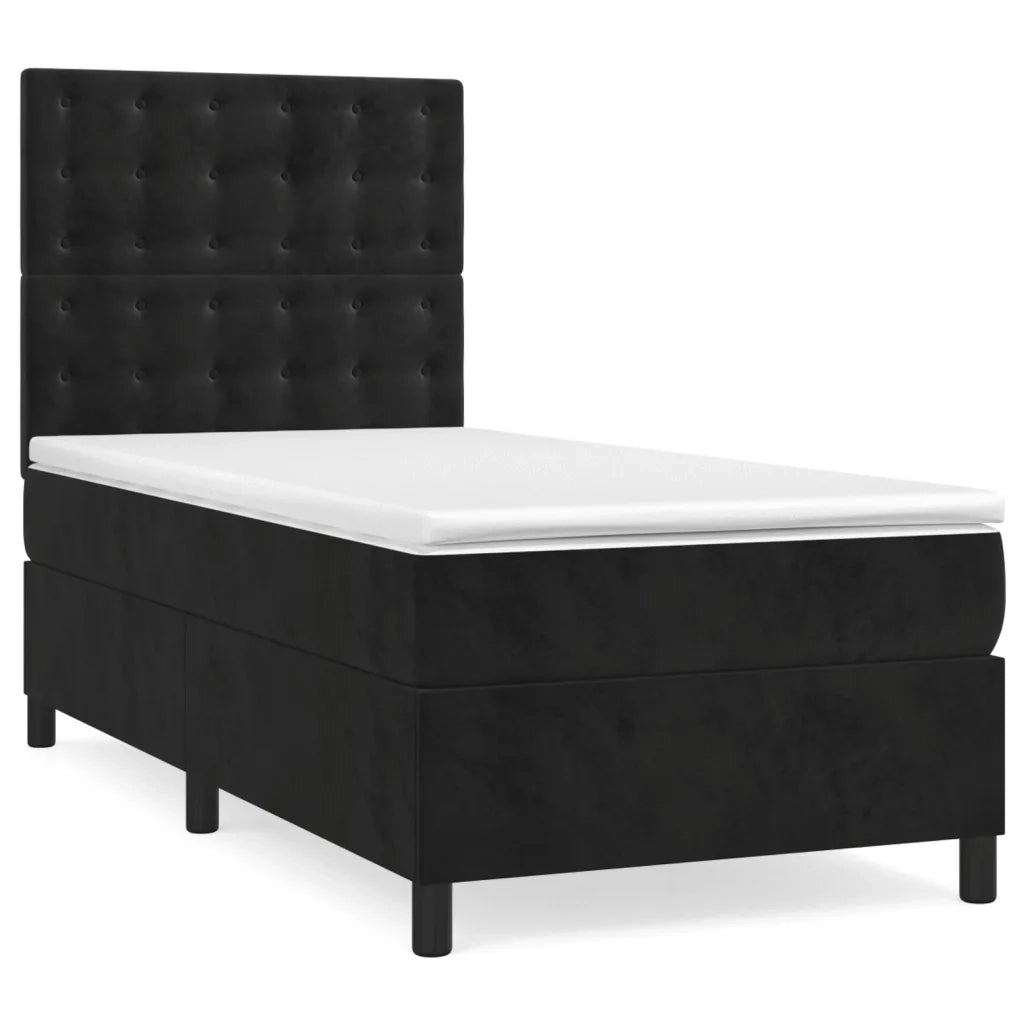 Giroletto a Molle con Materasso Nero 80x200 cm in Velluto 3143231