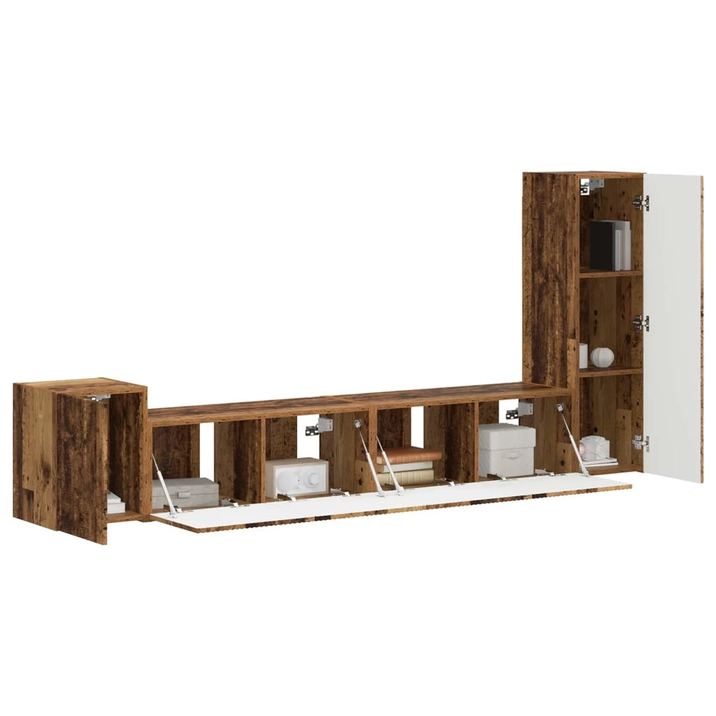 Set mobile TV 3 pz | Armadietto TV | Mobile Porta TV Legno vecchio Legno multistrato