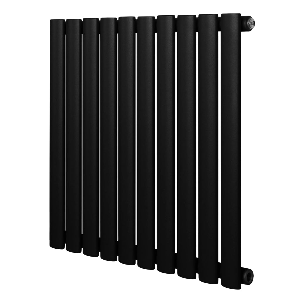Radiatore Orizzontale Design Ovale Colonna Singola Nero 600x600 mm