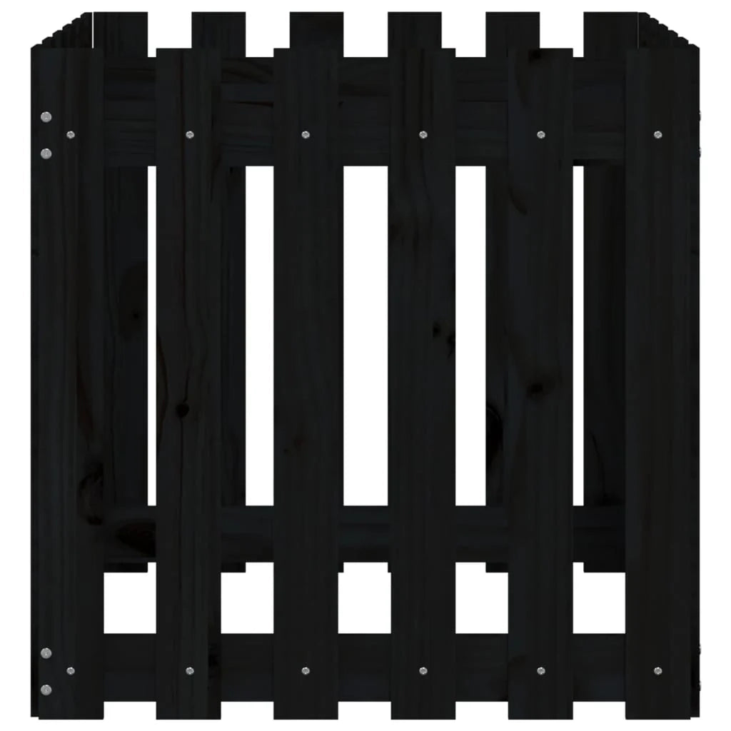 Fioriera rialzata per piante fiori e terrazze con design a recinzione 60 x 60 x 60 cm pino nero massiccio 02_0038110