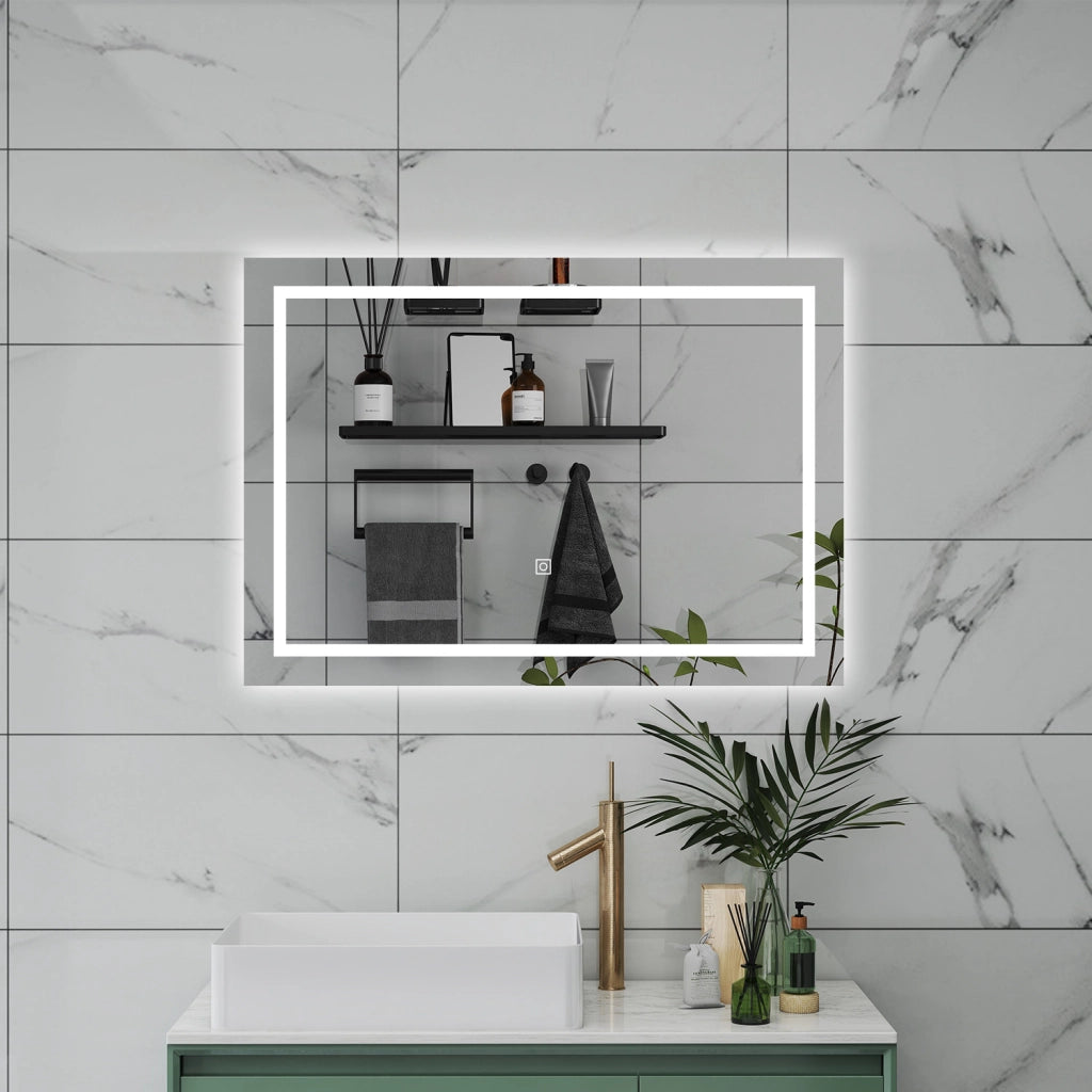 AICA Specchio da bagno  80 x 120 cm, dimmerabile, interruttore touch, Funzione Memoria, antiappannamento, 3 colori