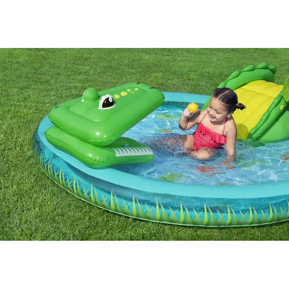 Trade Shop - Play Center Gonfiabile Crocodile Cove Piscinetta Per Bambini 224 X 181 X 72 Cm 53166 -
