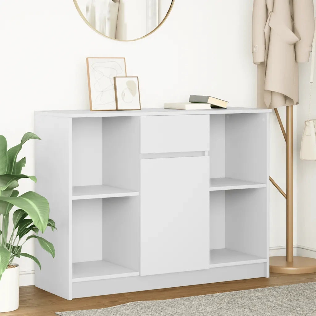 Credenza con Cassetto Bianco 101x35x76 cm in Legno Multistrato 861562