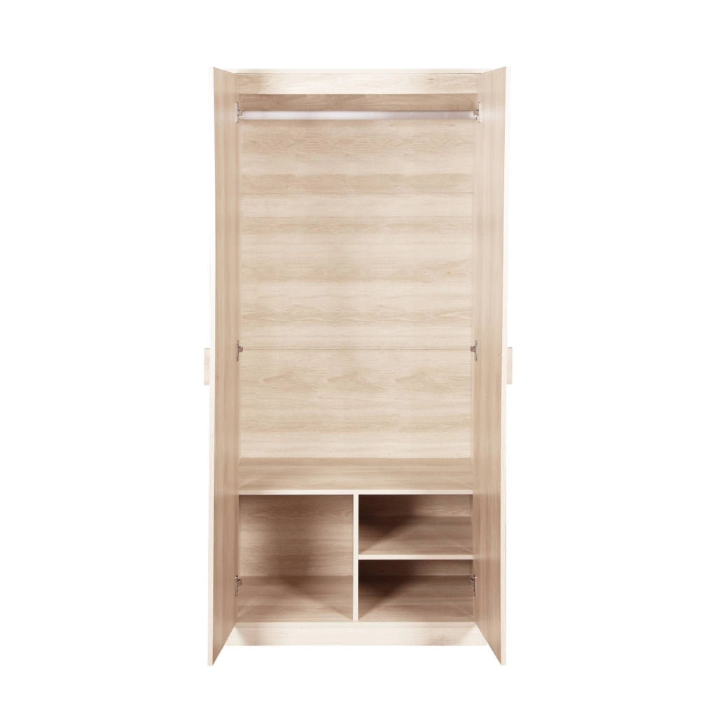 Armadio in legno 1 asta appendiabiti, 2 ante, marrone naturale