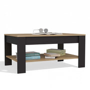 Tavolino da caffè ohio rovere artisan nero tavolino ripiani per soggiorno 93x58x43,5 cm