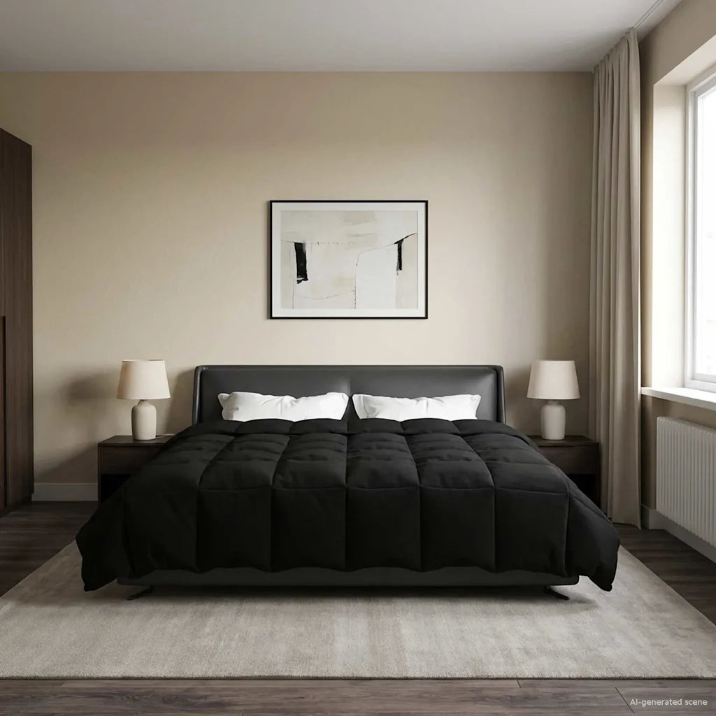 Piumone Completo Annuale Nero 200 x 200 cm Microfibra
