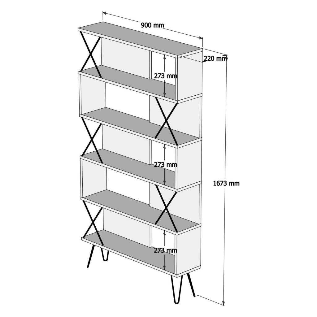Biblioteca Campagna, Libreria 10 Ripiani, 90x22x167h cm Marrone Noce