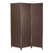 Trade Shop - Separe' A 3 Ante Pannelli Double Face Marrone Paravento Divisorio Ambienti Sep05 242589 -