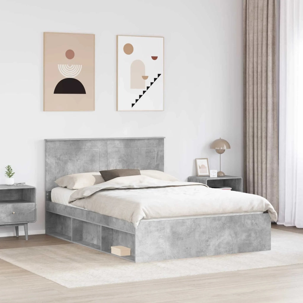 Struttura del letto Grigio Concretè 150 x 200 cm Pino massello