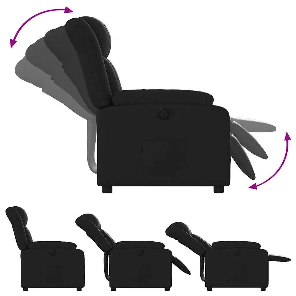 Divano Sedia-Poltrona Reclinabile Elettrica Nera in Similpelle 759918