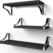 3 pannelli di parete in legno e metallo - pannelli di parete per archiviazione - filo di metallo rustico - per soggiorno - camera da letto - ufficio - bagno o cucina (nero)