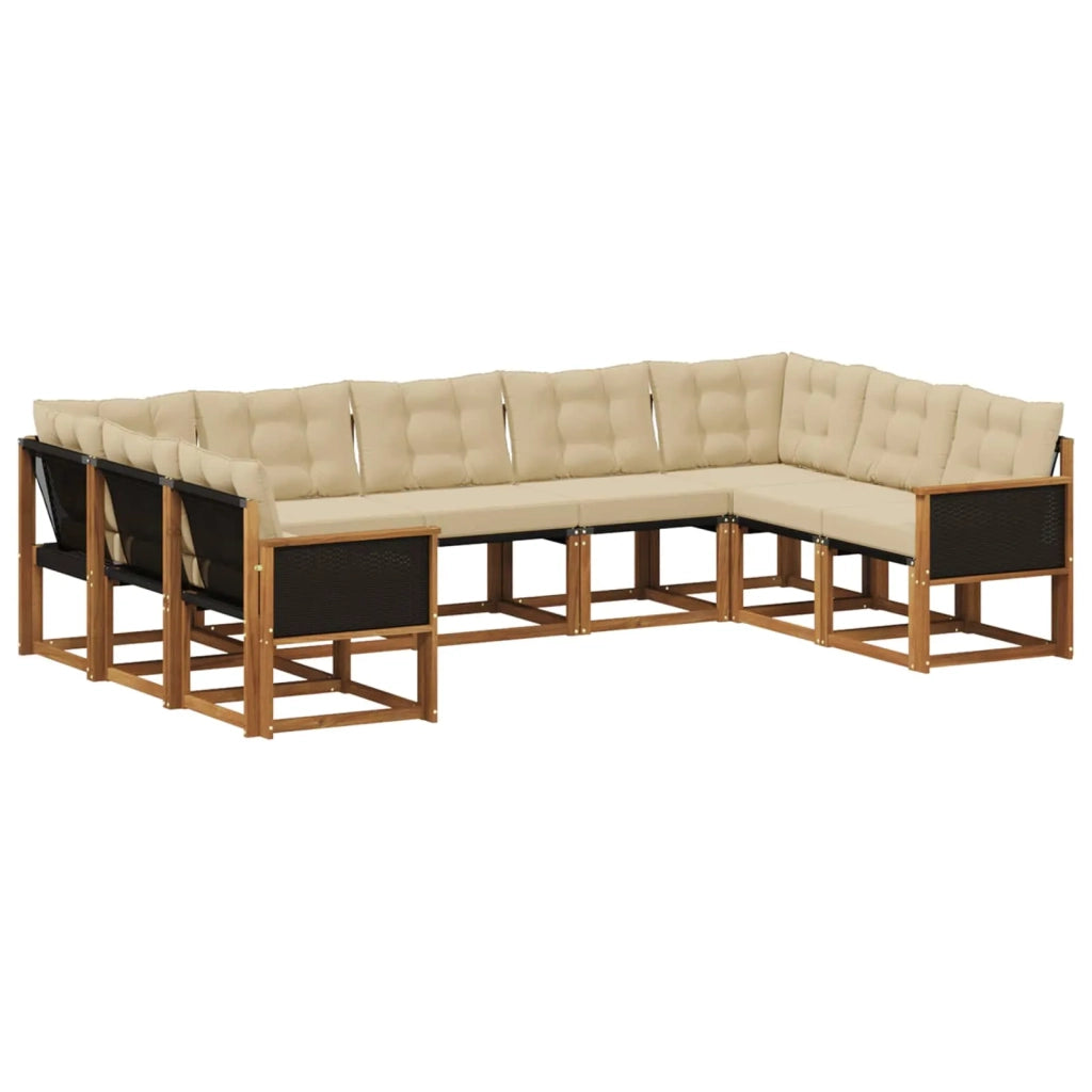 Set di divani da esterno 9 pz Naturale e Beige 3382201