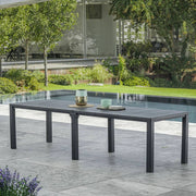 Tavolo da esterno Brossard, Base per picnic, Piano da pranzo da giardino, Banco outdoor multiuso, 294x90 h75 cm, Antracite