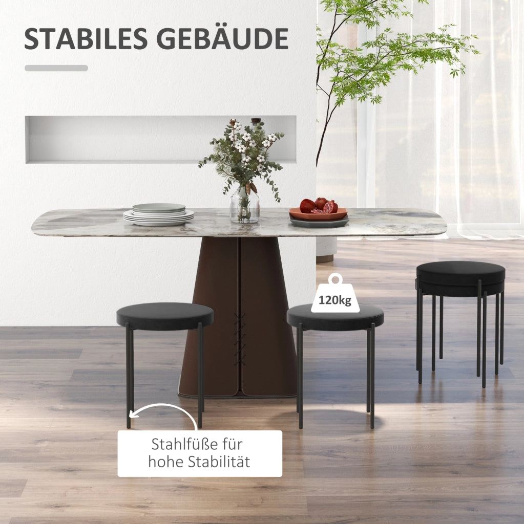 Set di 4 sgabelli da pranzo impilabili neri in metallo