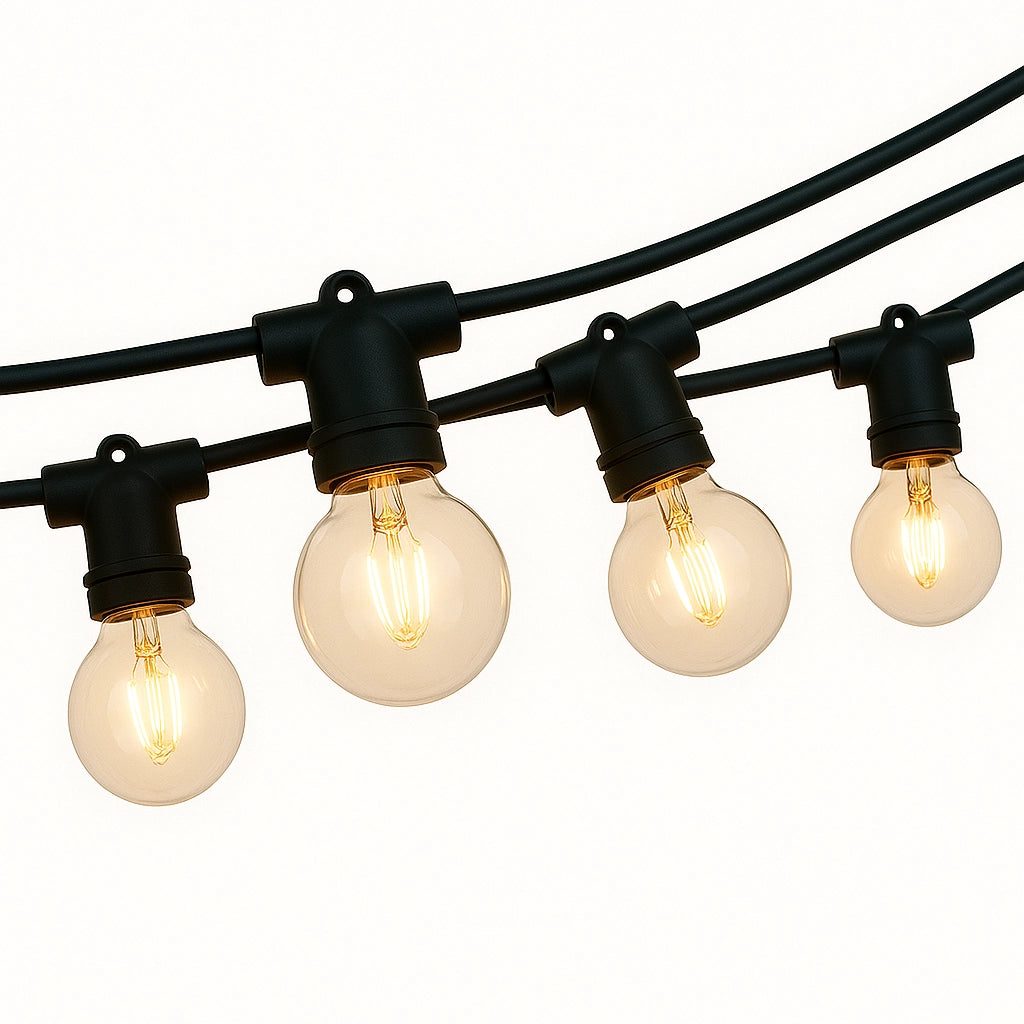 Catenaria di Luci da Esterno 10m, IP65, Luce calda, Attacco E12, 10 Portalampade con lampadine Prolungabile
