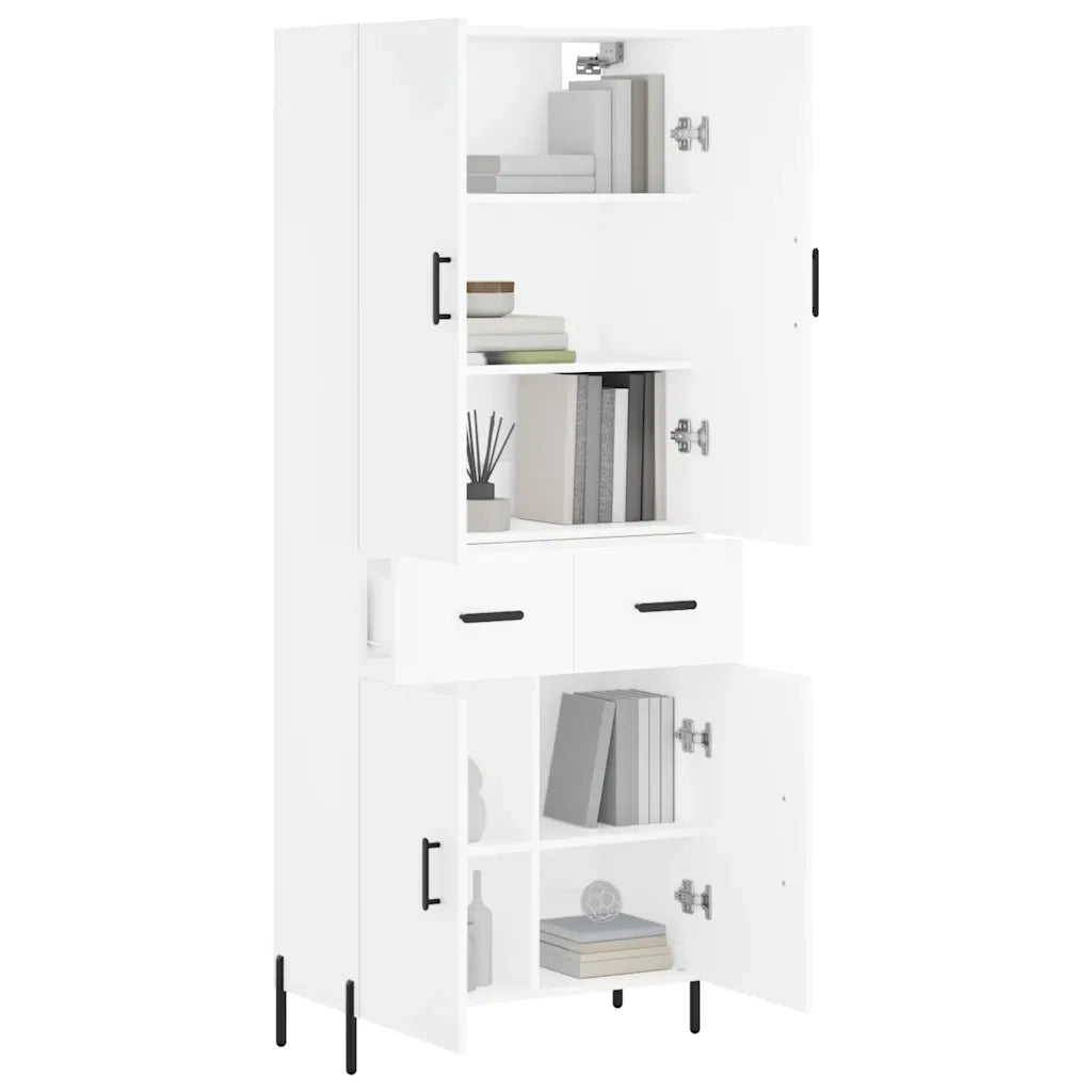 Credenza | Madia | Buffet da pranzo | Armadio da pranzo Bianca 69,5x34x180 cm in Legno Multistrato