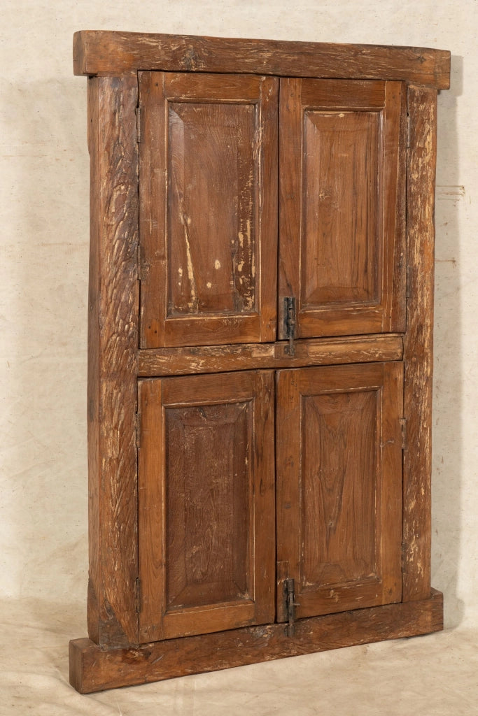 Biscottini Finestra finestrina grata porta in legno massello e in ferro antica e vecchia con telaio da interno o da esterno