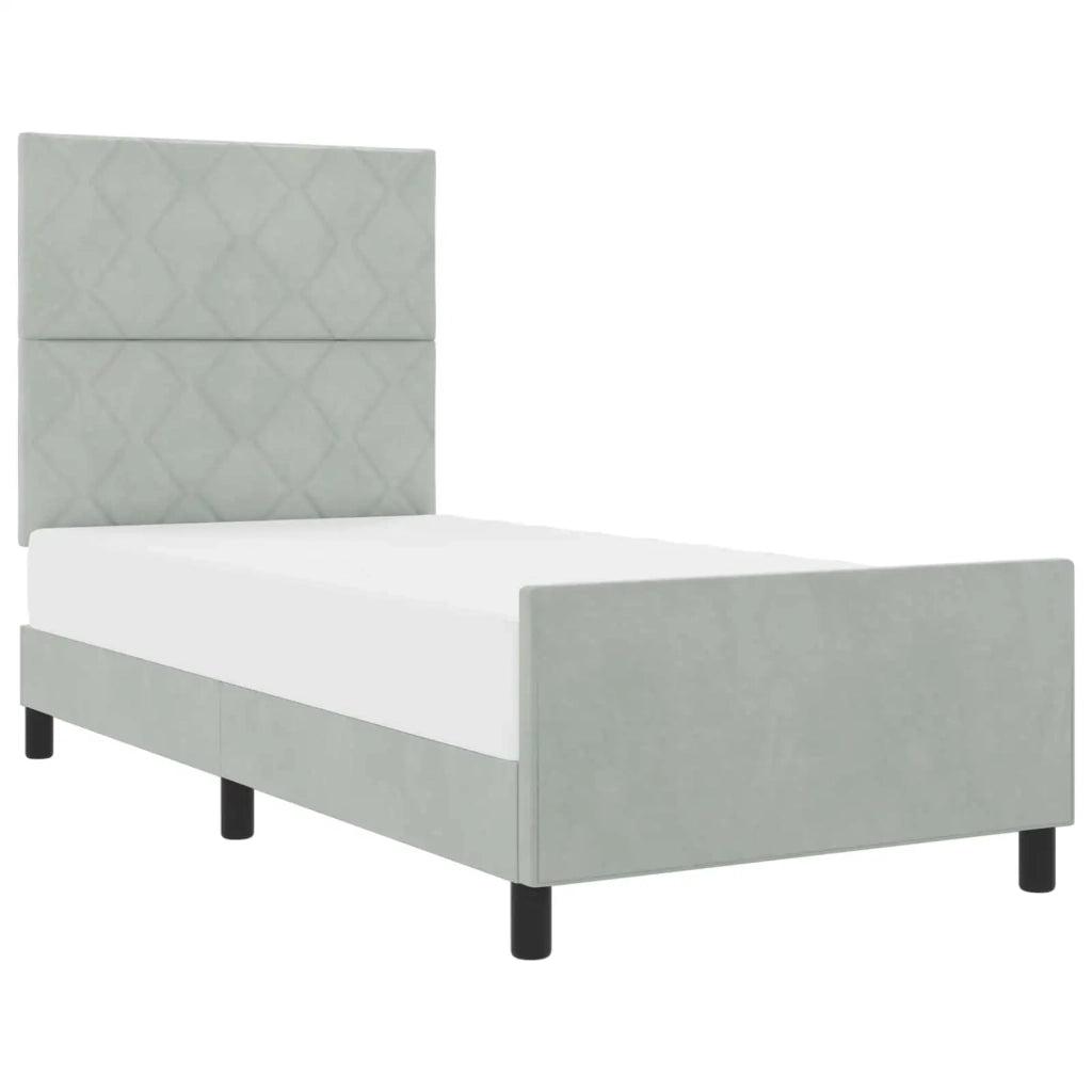 Letto a molle con testiera Grigio chiaro 100 x 200 cm Velluto 3344987