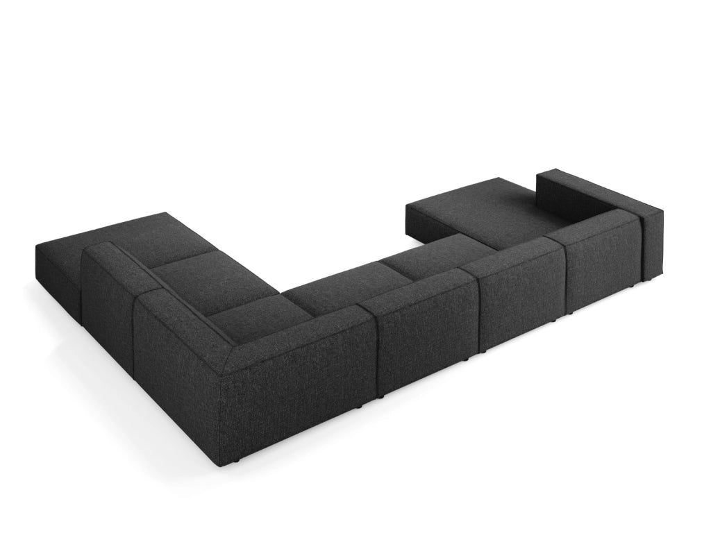 Cosmopolitan Design - Divano panoramico destro "Arendal" 7 posti in ciniglia nero 
