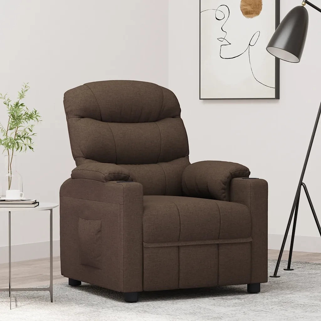 Poltrona reclinabile in tessuto marrone scuro 348075