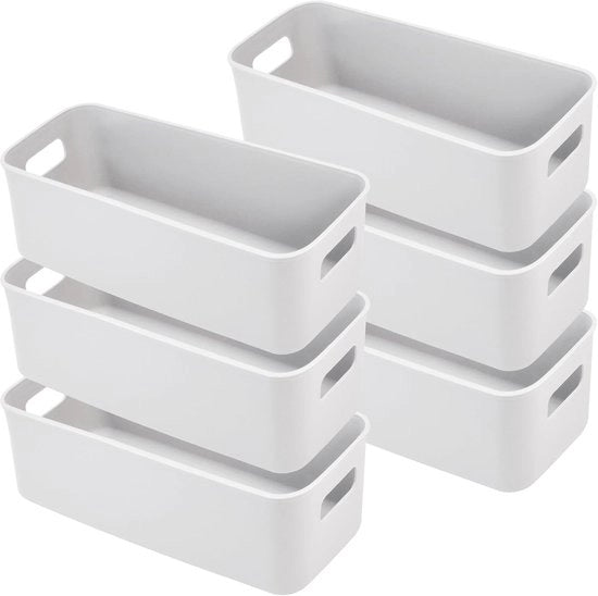 Contenitori rettangolari per archiviazione - organizzatore per casa e ufficio - 6 pezzi - grigio - plastica