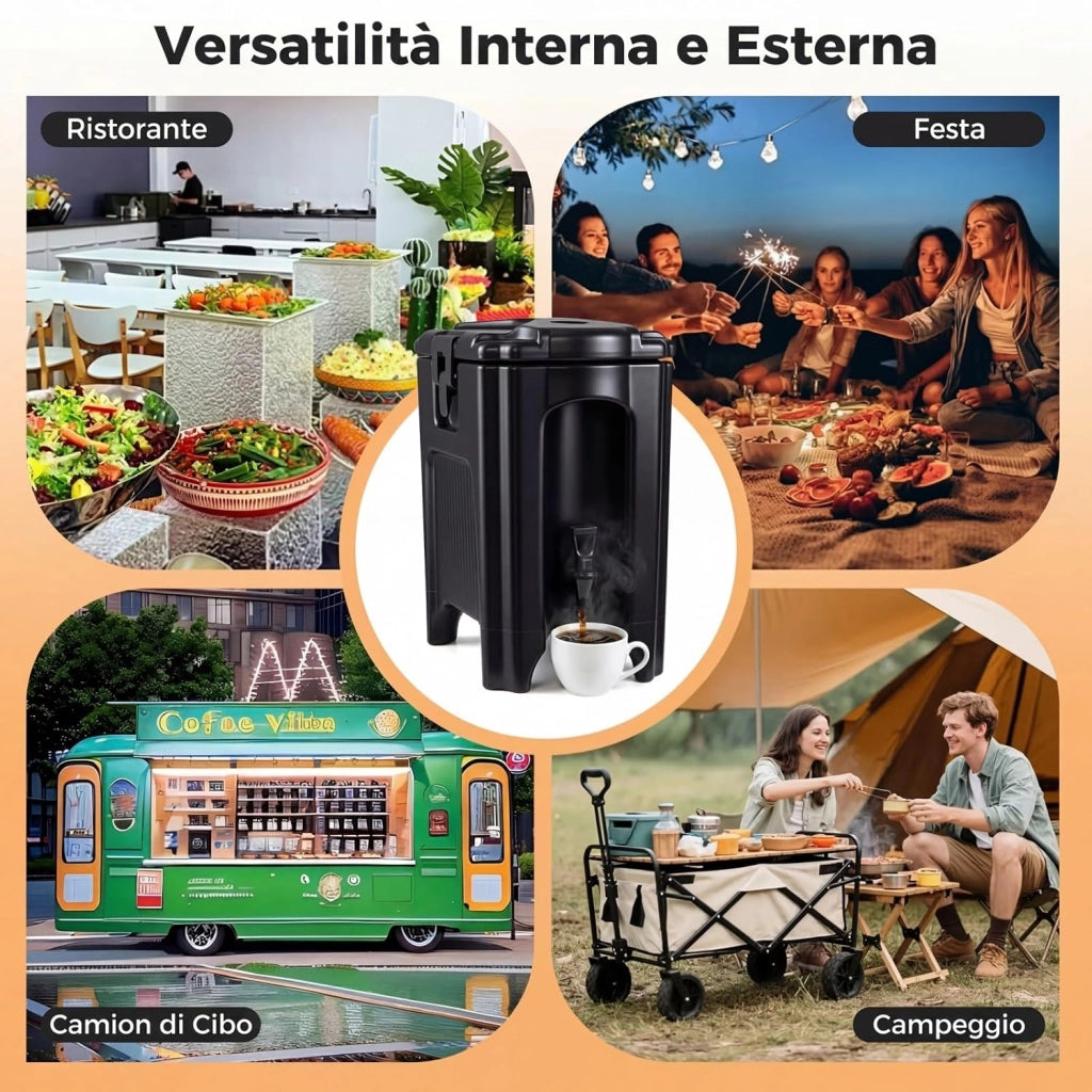 Distributore di Bevande Isolato da 16,5 L, Contenitore Isotermico per Distribuzione Bevande Calde e Fredde con Rubinetto e Maniglia, per Tè, Caffè e Acqua, per Bar, Buffet e Festa