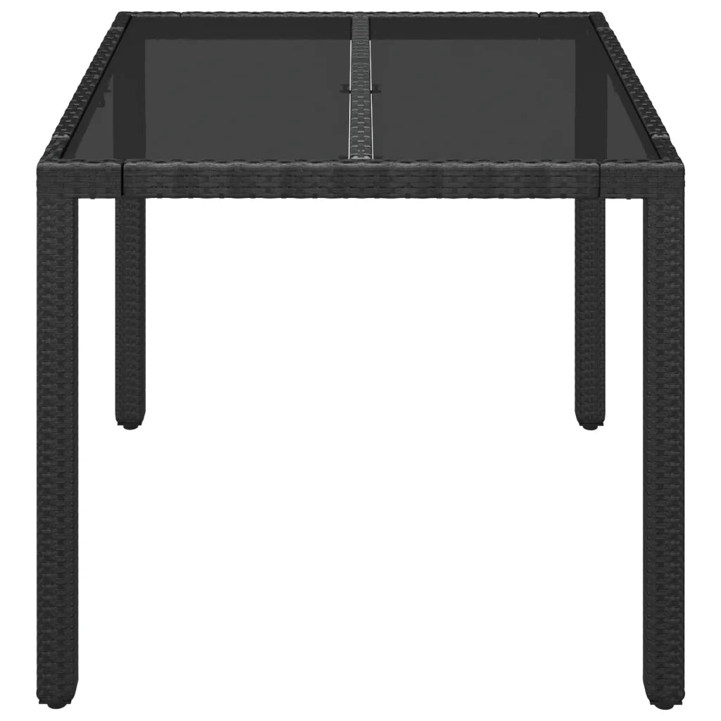 Tavolo da Giardino Piano in Vetro Nero 90x90x75 cm Polyrattan cod mxl 34363