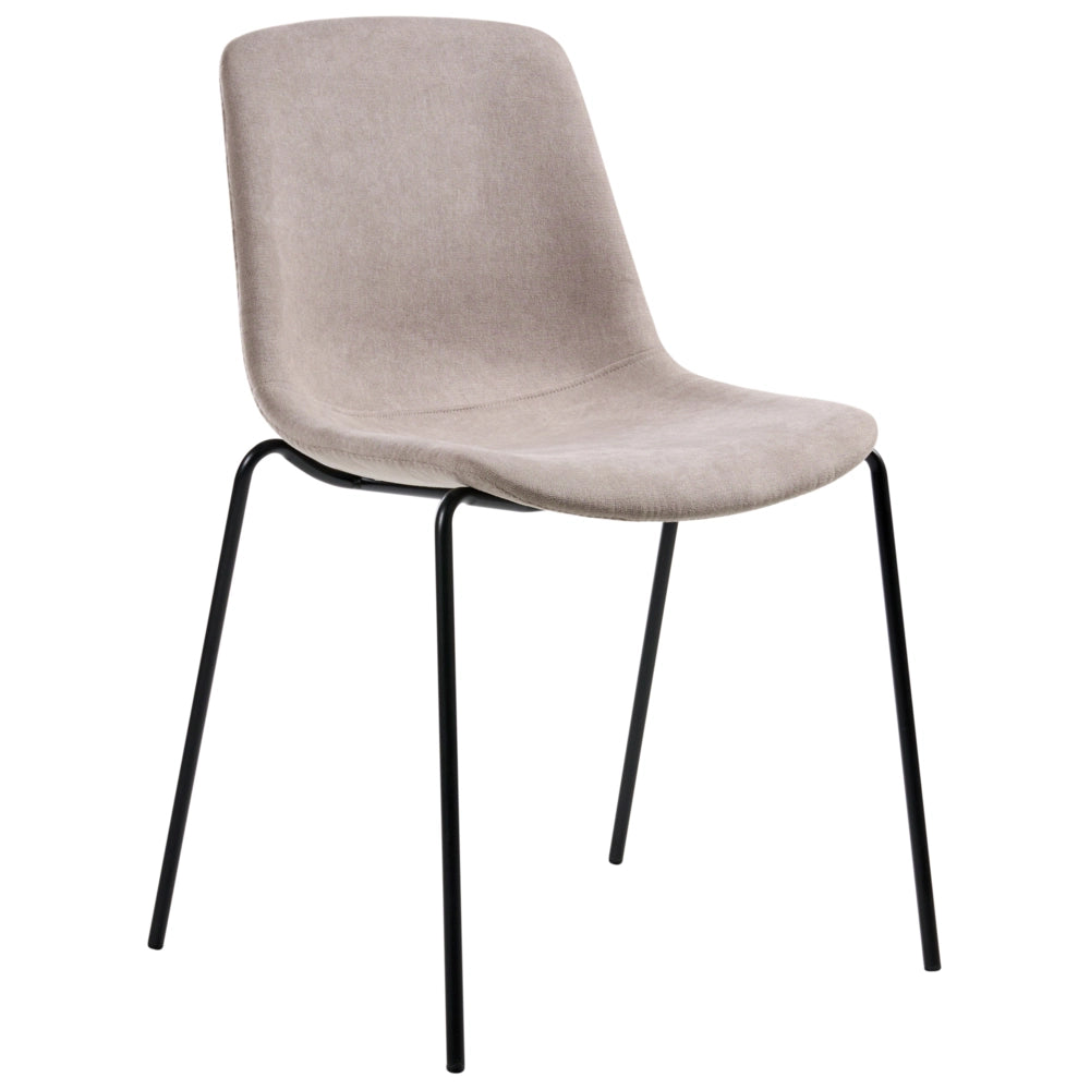 Set di 4 sedie con gambe in ferro senza braccioli design moderno e minimalista sedute per sala da pranzo beige