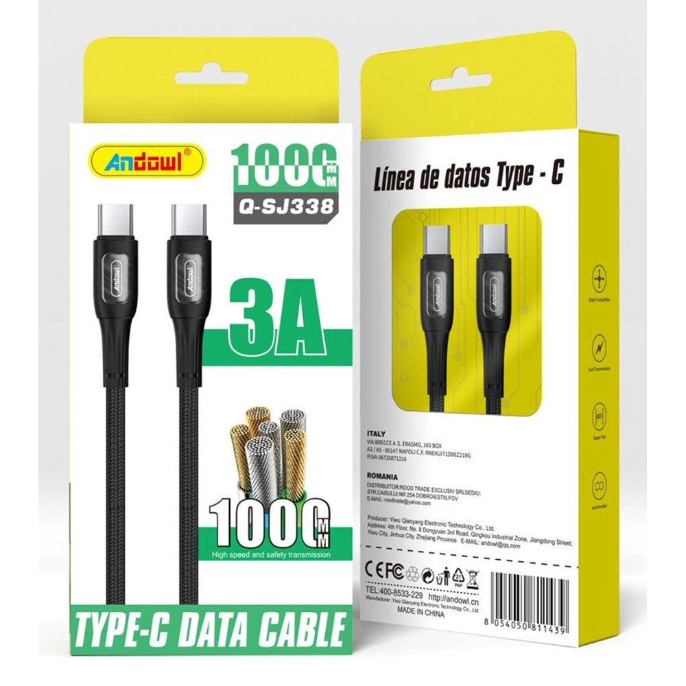 Trade Shop - Cavo Dati Usb 2.0 Da Type-c A Type-c 3a 1 Mt Trasmissione Ad Alta Velocità Q-sj338 -