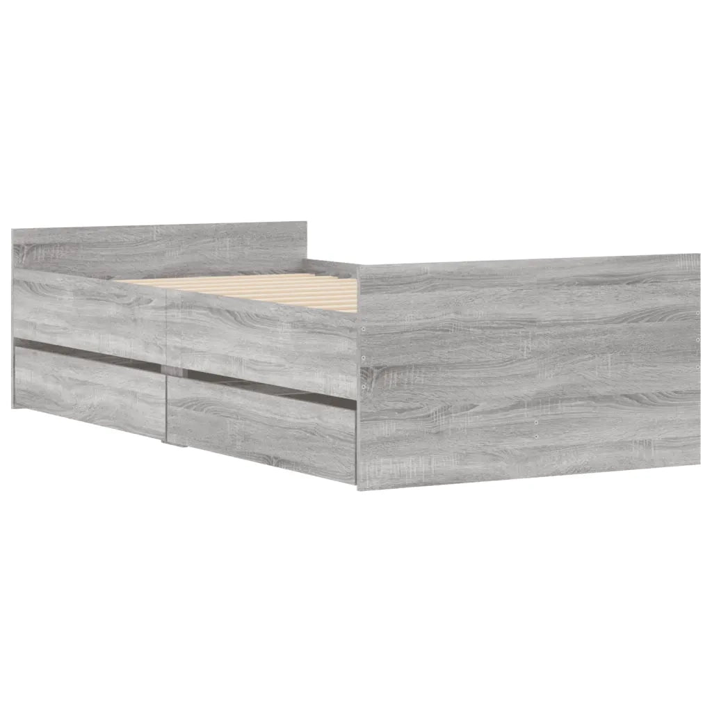 Giroletto con Cassetti-Struttura Letto con contenitore Grigio Sonoma 75x190 cm Small Single
