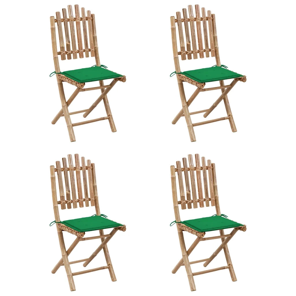 Set da Pranzo da Giardino 5 pz | Set Salotto da Giardino Pieghevole con Cuscini in Bamb¨´