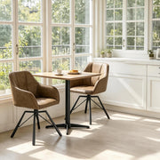 Sedia da pranzo girevole set da 2 con seduta a 360° e braccioli, in similpelle e metallo marrone