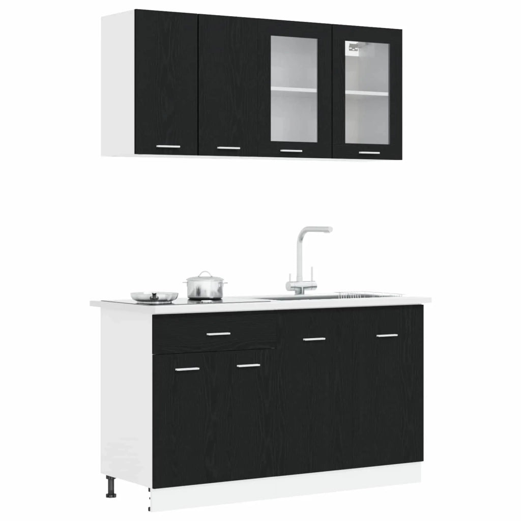 Unità Cucina Lyon 4 pcs Rovere Nero Legno ingegnerizzato 3445848