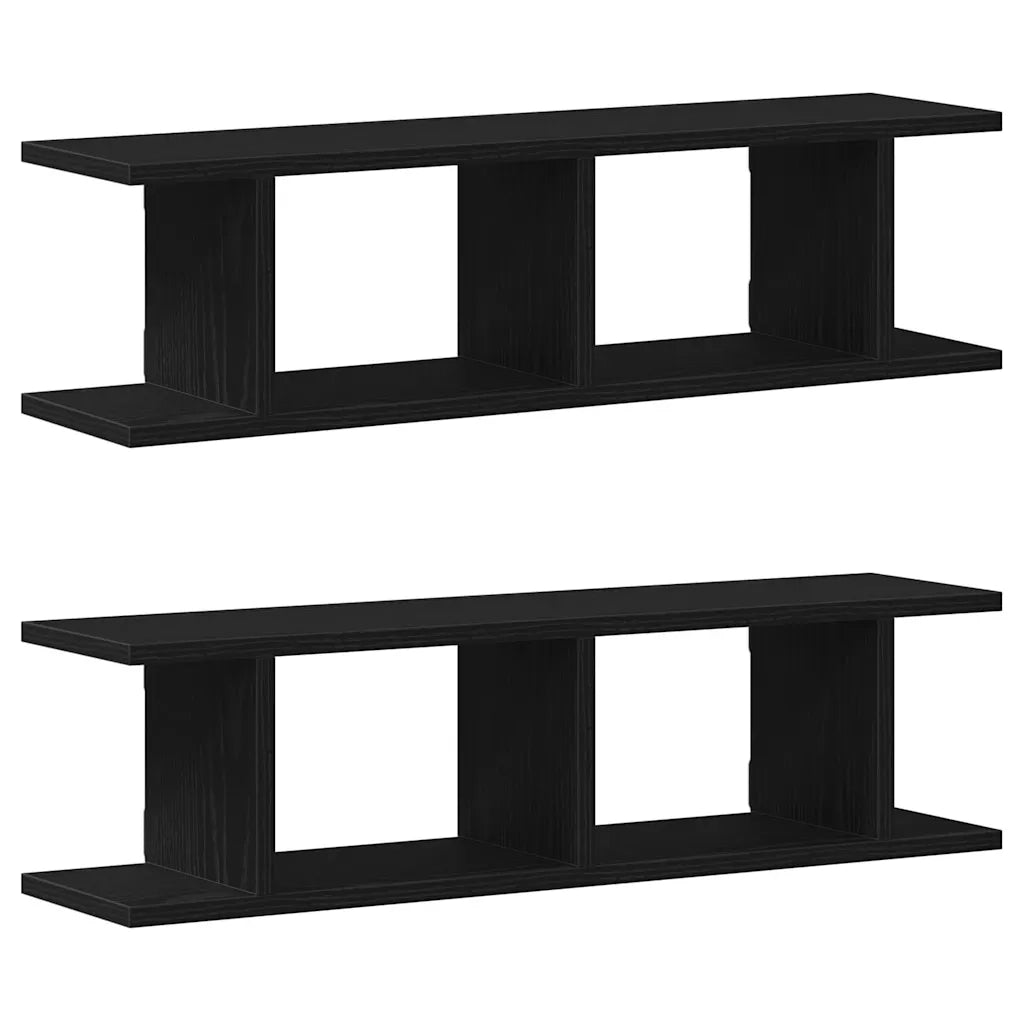 Mensole da Parete 2 pz Rovere Nero 75x18x20 cm in Truciolato
