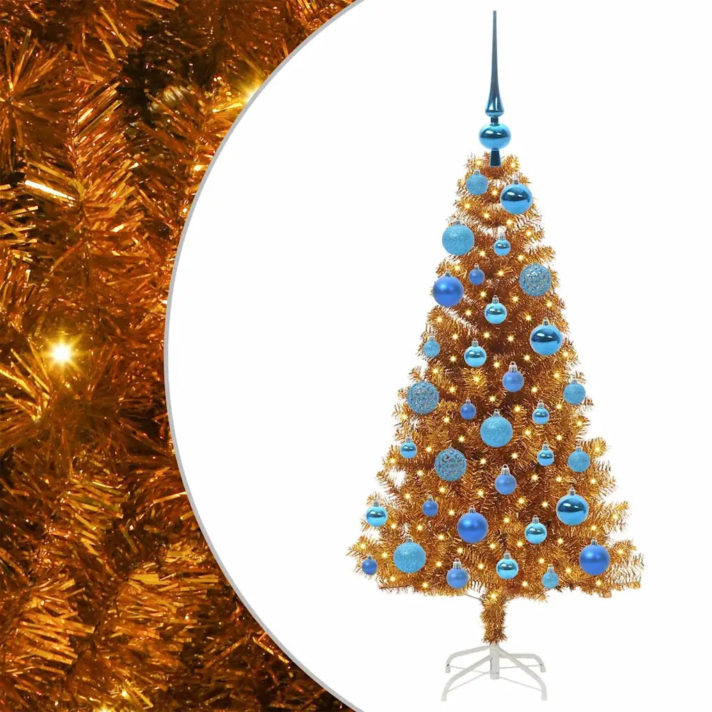 Albero di Natale con 150 LED con supporto Oro 120 cm PET 3396610