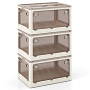Set di 3 contenitori impilabili 51,5 x 36,5 x 30 cm facile accesso 5 lati stile moderno bianco crema PP 20_0018494
