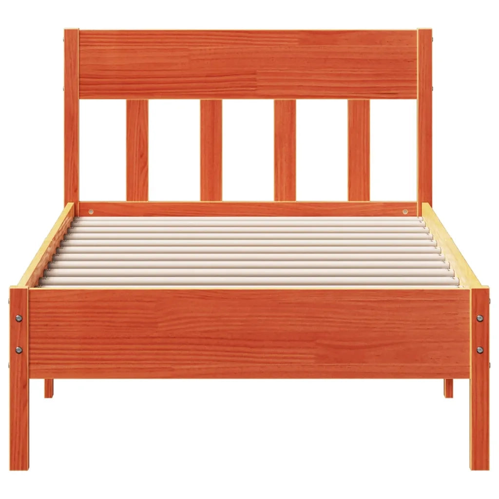 Letto senza Materasso Marrone Cera 90x190 cm in Legno di Pino 842677