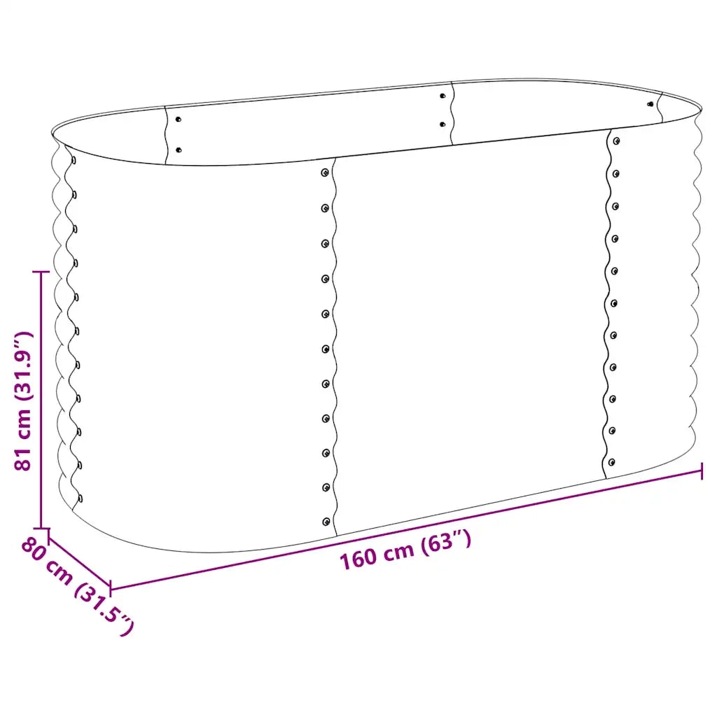 Letto Rialzato Giardino 160x80x81 cm in Acciaio Zincato Grigio 45524