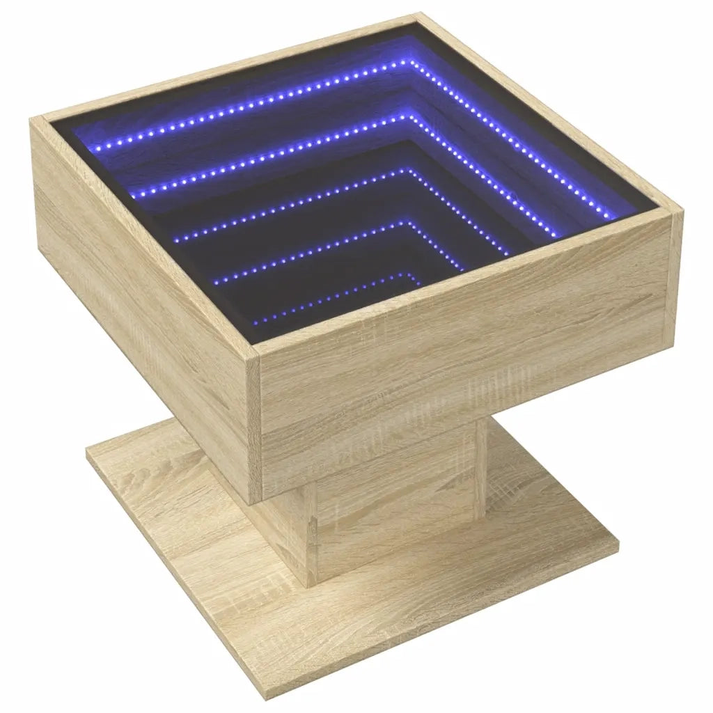 Tavolino salotto | Tavolino da caff¨¨ | Tavolino da Soggiorno con LED Rovere Sonoma 50x50x45 cm Multistrato