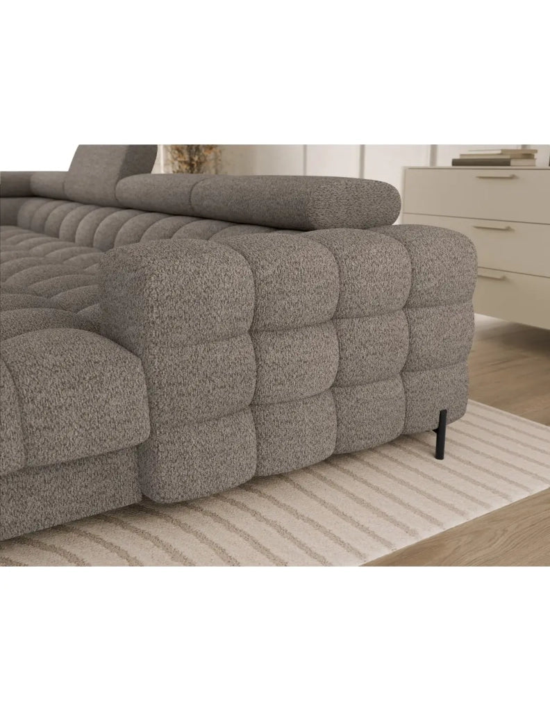Divano panoramico convertibile Beige scuro angolo sinistro FERARIA 358x93x202cm
