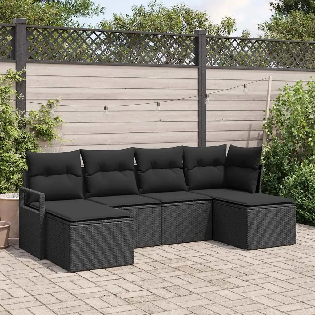 Set di divani 6 pcs Nero polyrattan 3346493