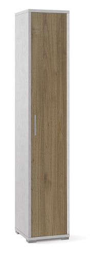 Armadio 1 Anta 39x199x41 cm Ossido Bianco/Noce Stelvio