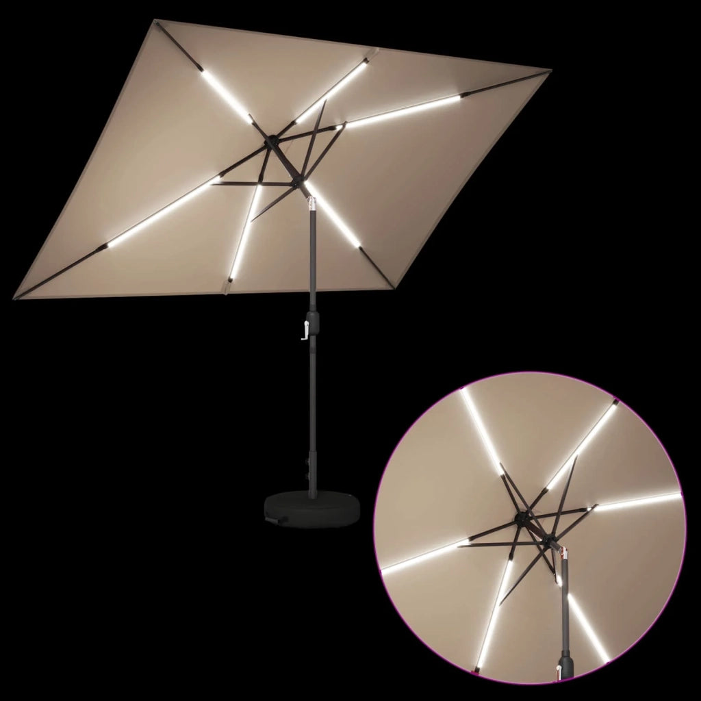Parasol da Giardino con Luci LED 200 x 300 cm Poliestere 42036241