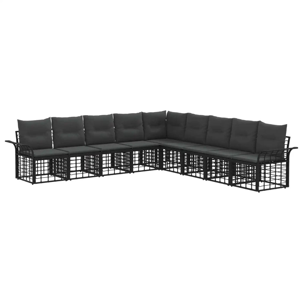 Set di divani da esterno 9 pcs Nero e Grigio scuro Poliestere 3437703