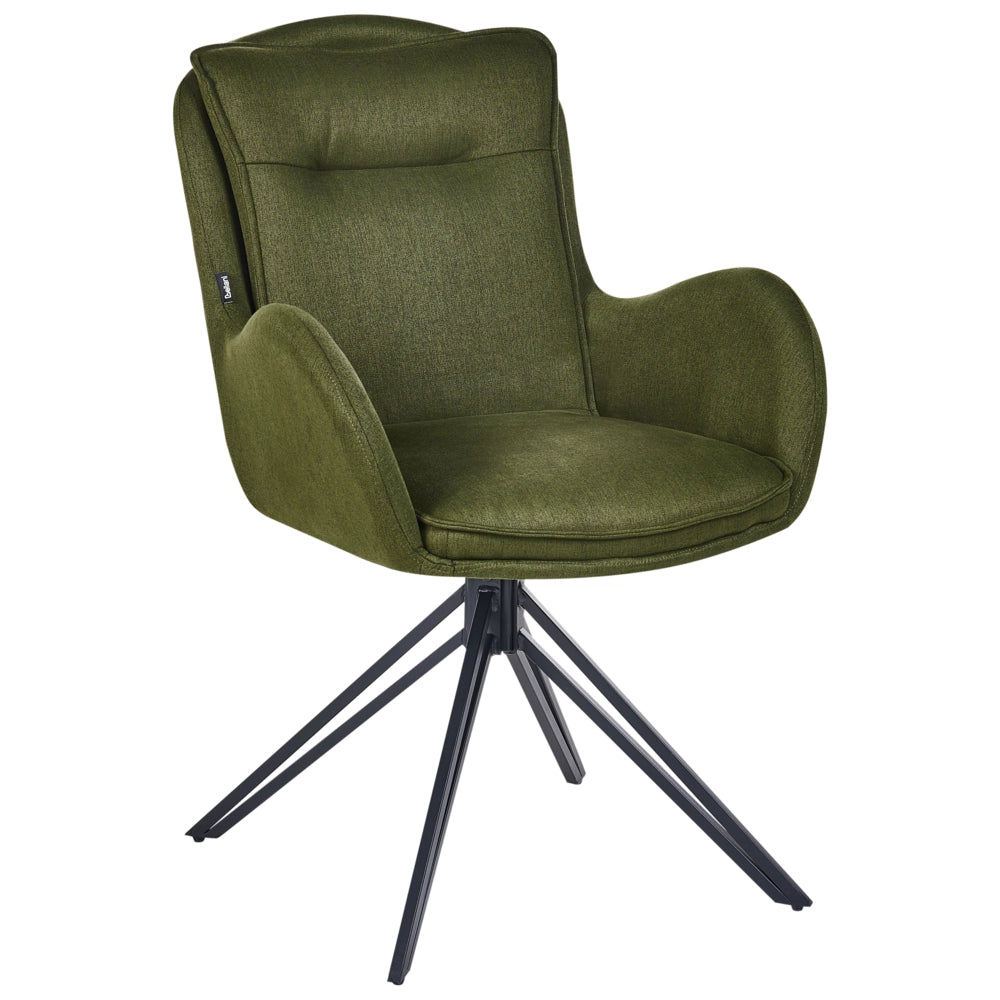 Set di 2 Sedute imbottite in tessuto verde scuro Gambe in metallo nero stile Retro