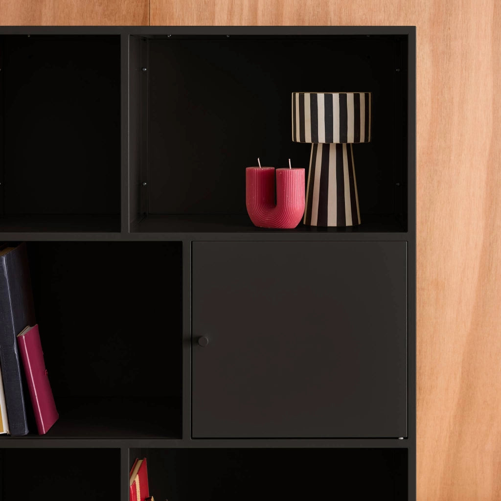 Credenza industriale in metallo con 8 scomparti, nero
