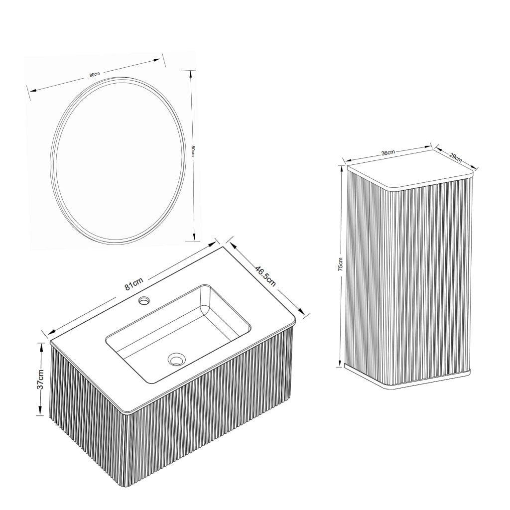 Mobile bagno con lavabo; specchio LED e colonna laterale; mobile sospeso con vano contenitore per bagno; bianco