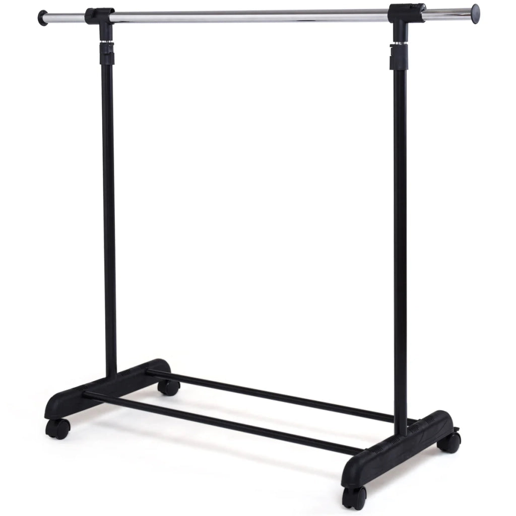 Appendiabiti telescopico mobile regolabile 78 x 42 cm portata 90 kg con ruote design moderno in acciaio inox 20_0019389