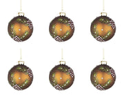 Palline di Natale in Vetro Marroni Decorate con Pigne Eleganti Addobbi Albero Diametro: 80 mm