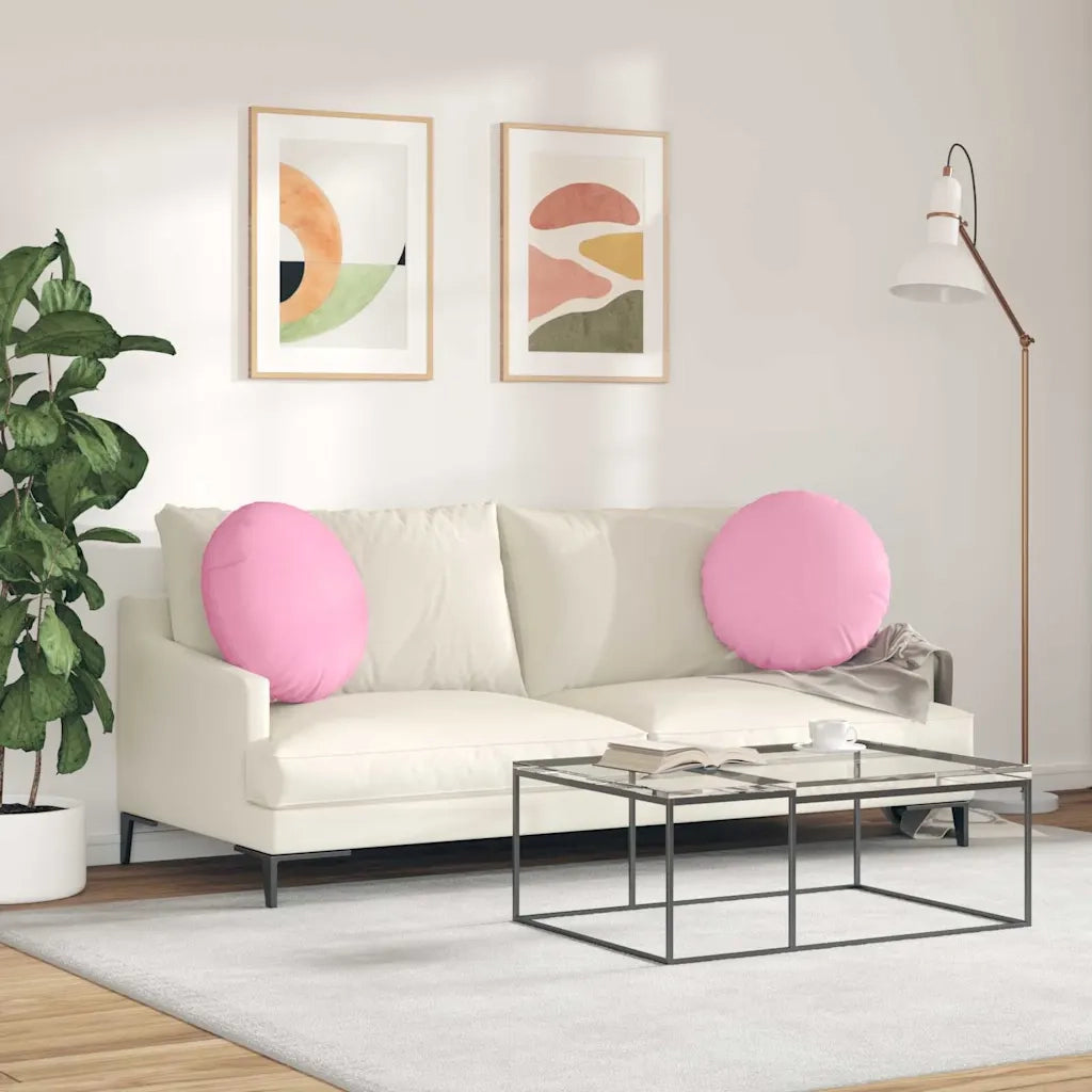 Cuscini per Seduta 2 pcs Rosa Ø50 x 19 cm Tessuto 42014172